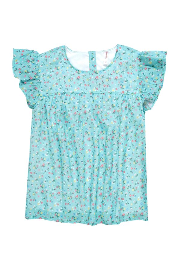 Buy Girls Green All Over Printed Tops with Ruffle Sleeve online at Best Price
